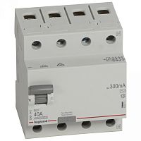 Выключатель дифференциальный (УЗО) RX3 4п 40А 300мА тип AC | код. 402071 |  Legrand